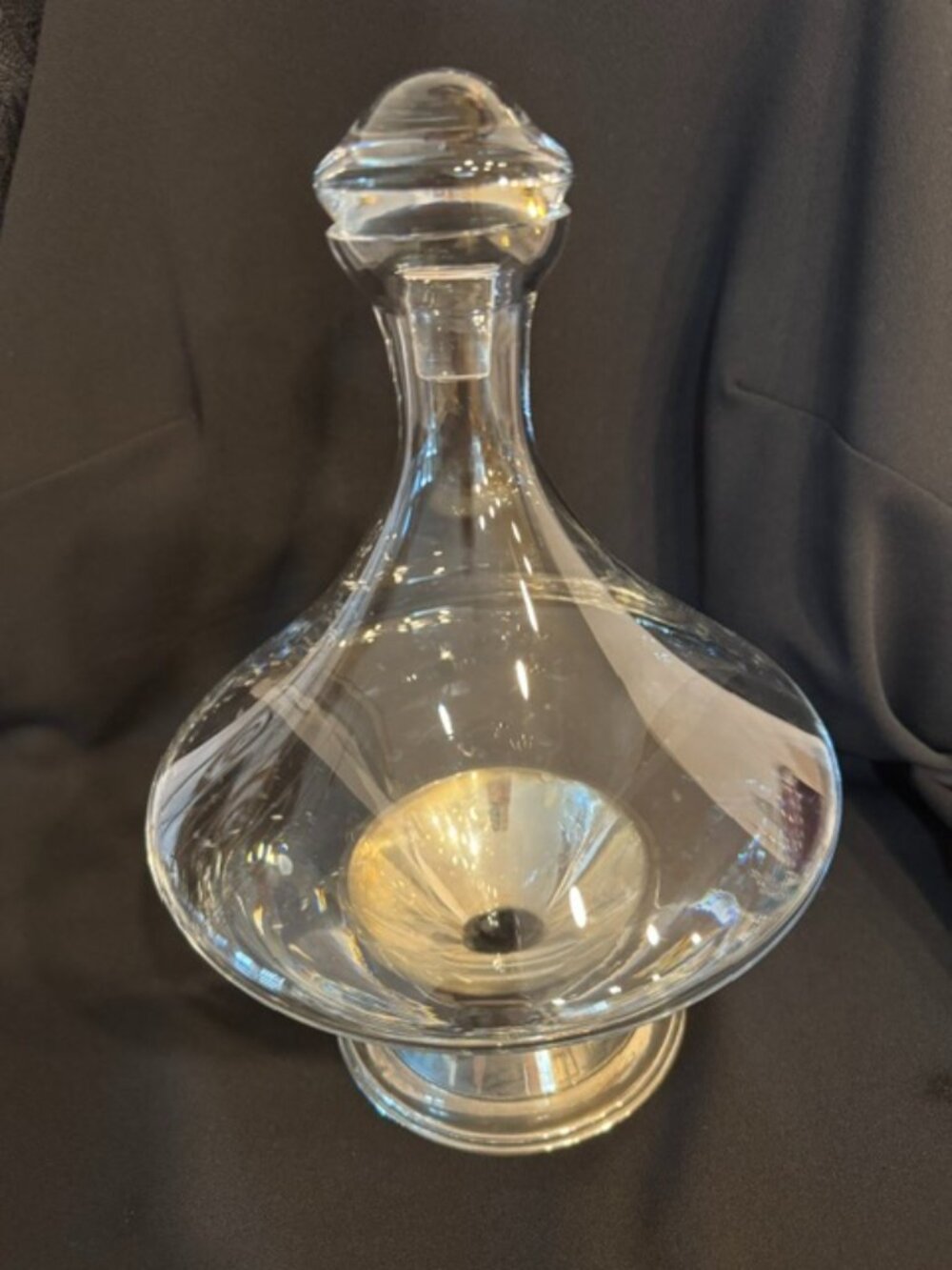 Vintage Franmara Crystal Orbital Decanter with a silver-plated base